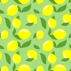 Behang Geel naadloos patroon met citroenvruchten