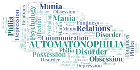 Automatonophilia word cloud. Type of Philia.