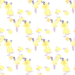 yellow warm simple plain vector smooth flowers in seamless pattern