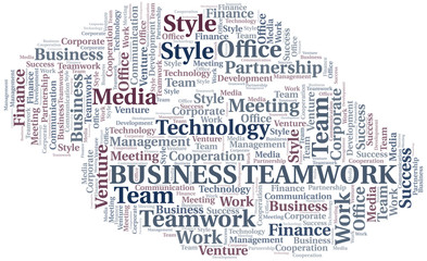 Business Teamwork word cloud. Collage made with text only.
