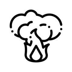 Fire With Smoke Wildfire Vector Thin Line Icon. Conflagration Ecological Fatal Down Environmental Pollution And Venting Linear Pictogram. Dirty Soil, Water, Air Contour Illustration