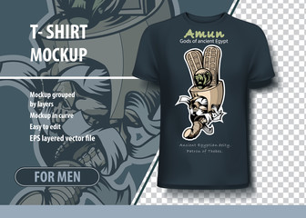 Amun is the god of ancient Egypt. Template for t-shirts in the vector.