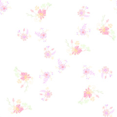 Fototapeta na wymiar Abstract flowers seamless pattern for fabric design. Vector repeat illustrations. Romantic twig and flora seamless pattern.Botanical wallpaper. Element decorative floral.