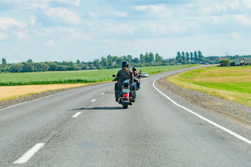 Fototapeta na wymiar Motorcyclists travel around the country in summer