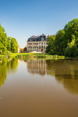 Fototapeta na wymiar Pszczyna chateau in Poland during nice springtime day with clear sky