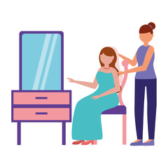 stylist arranging the bride wedding day