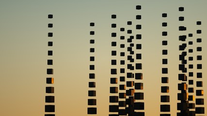 Architectural Boxes from Abstract Boxes. 3D Rendering.