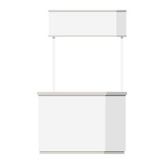 Vector illustration of promotional rack POS POI empty blank retail stand isolated on white background.