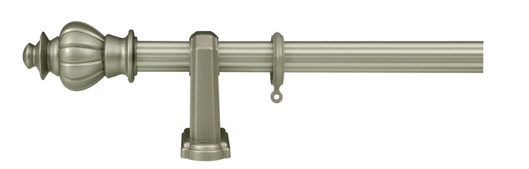 Curtain rod and accessories under white background
