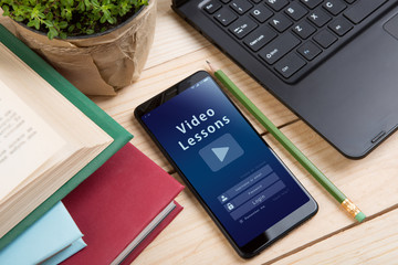 video lessons concept, online education login or registration screen design