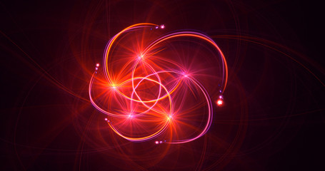 3D rendering abstract red fractal light background