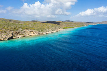 Fototapeta na wymiar Aerial view over area Playa Hundu - Curaçao/Caribbean /Dutch Antilles