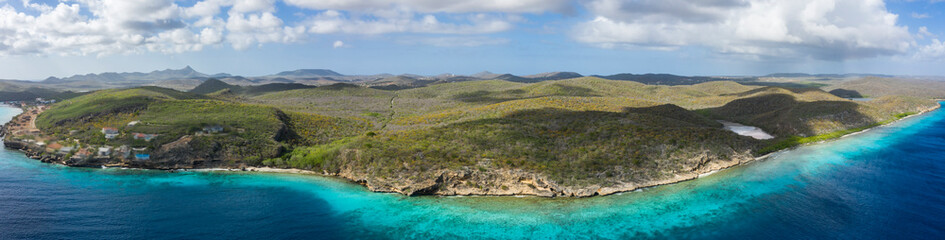 Aerial view over area Playa Hundu - Curaçao/Caribbean /Dutch Antilles