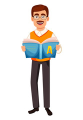 Back to school. Teacher man cartoon character