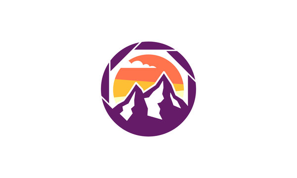 nature photography logo with mountain shape