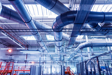 Air conditioning of buildings. Background of ventilation pipes. Laying of engineering networks.