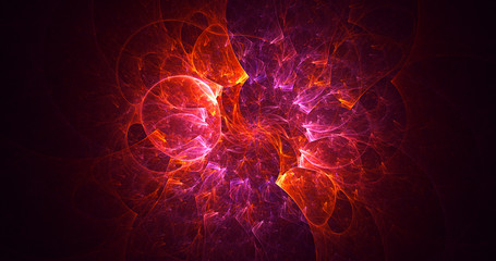 3D rendering abstract red fractal light background