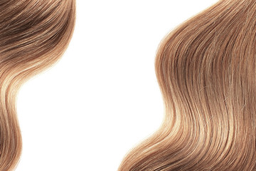 Fototapeta premium Brown shiny hair as background. Copyspace