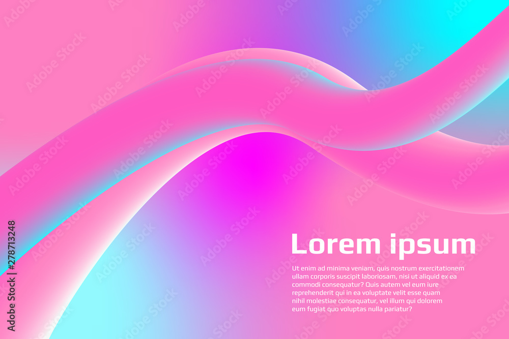 Poster Minimal Glow Fluid Flow Colorful Abstract Design For Website Advertising Brochure Background. Modern Trendy Gradient Futuristic Element Multi Color Tone Illustration Concept.