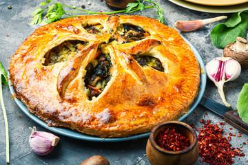 Vegetable pie with mushrooms