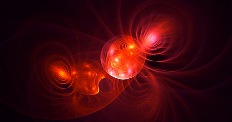 3D rendering abstract red fractal light background