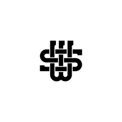 Monogram Logo Initial S + W or W + S, Logo Letter WS, SW.