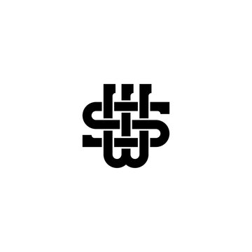 Monogram Logo Initial S + W or W + S, Logo Letter WS, SW.