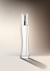 Realistic perfume bottle, cosmetic template for design and advertising on a abstract background. Vector.