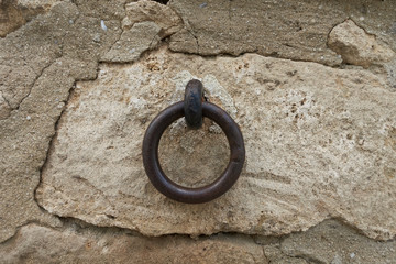 Iron retaining ring on an old city wall of Rust in Austria