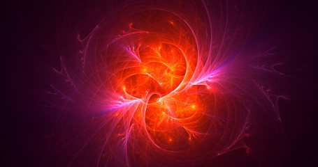 3D rendering abstract red fractal light background