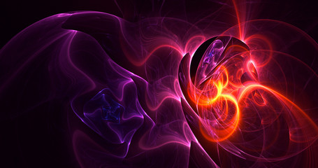 3D rendering abstract red fractal light background