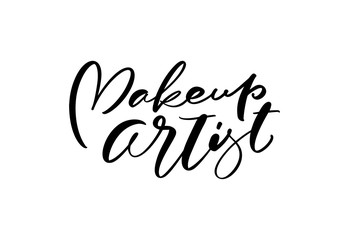 Calligraphy lettering text Make up Artist. Logo modern design vector illustration flat logo barber education