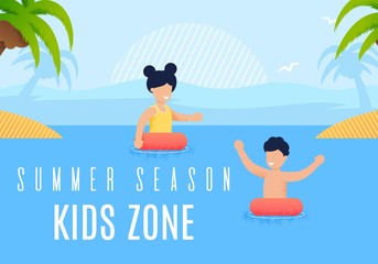 Colorful Poster Summer Season Kids Zone Lettering.