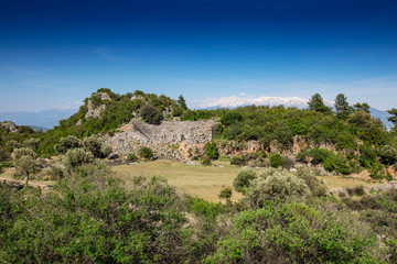 Ancient Lycian Pillar Tomb in Pinara, Fethiye, Turkey