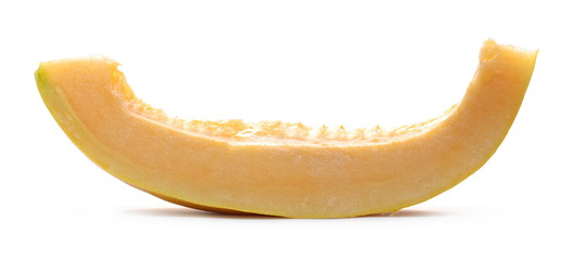 Cantaloupe melon slice isolated on white background