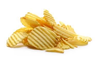 Potato chips, crisps isolated on white background