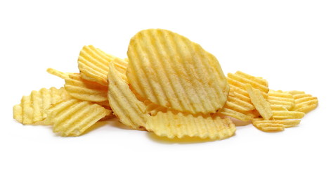 Potato chips, crisps isolated on white background