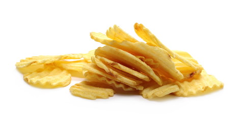 Potato chips, crisps isolated on white background