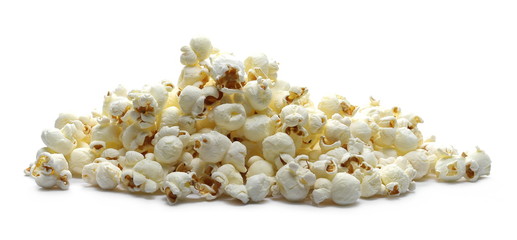 Popcorn pile isolated on white background