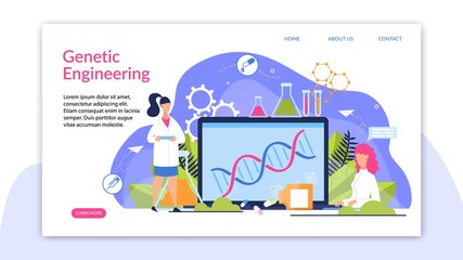 Banner is Written Genetic Engineering Cartoon.