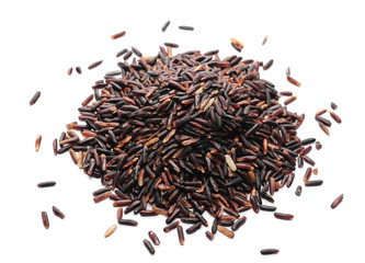 Black rice isolated on white background   