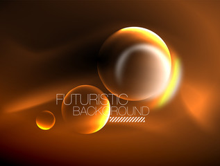 Blurred neon glowing round shapes, abstract circles and lights
