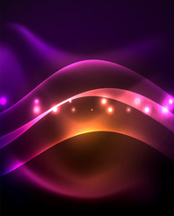 Glossy glowing neon light wave background