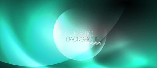 Shiny neon color light with circles abstract background