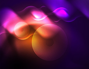 Shiny metallic neon waves vector design