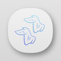 Chicken wings app icon. Butchers meat. Meat production and sale. Protein source. Butchery business. UI/UX user interface. Web or mobile applications. Vector isolated illustrations