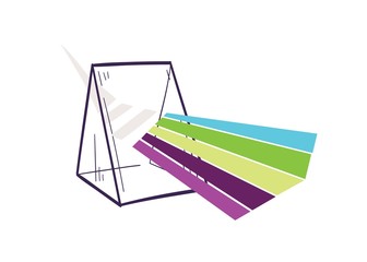 Triangular prism dispersing light beam or rainbow