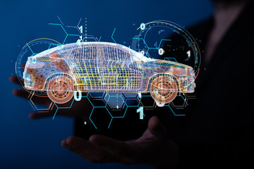 digital car technology smart in virtuel room