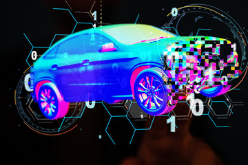 digital car technology smart in virtuel room