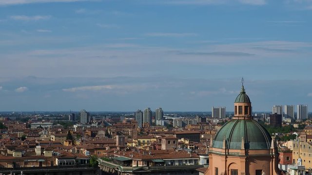 View towards Santuario di Santa Maria della Vita and Asinelli Tower, Bologna, Emilia-Romagna, Italy